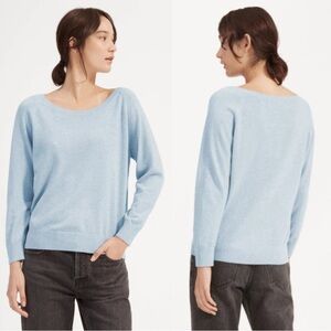 Everlane Women’s 100% Cashmere 3/4 Sleeve Raglan Sweater in Light Blue Heather S